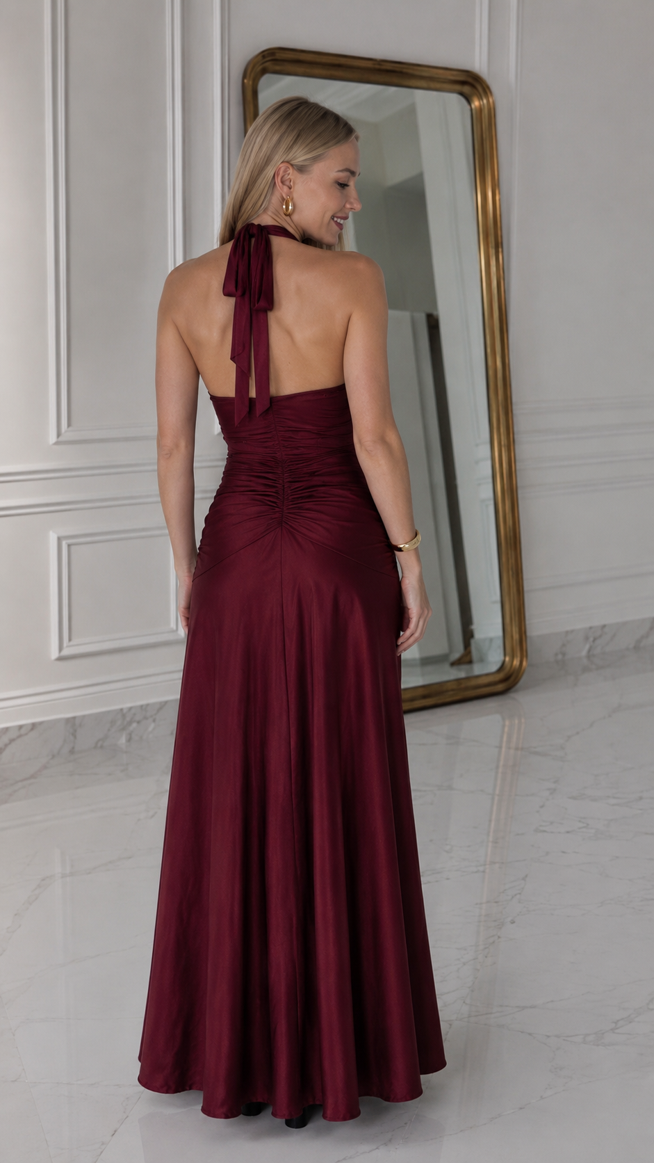 Eliana V Neck Backless Halter Dress