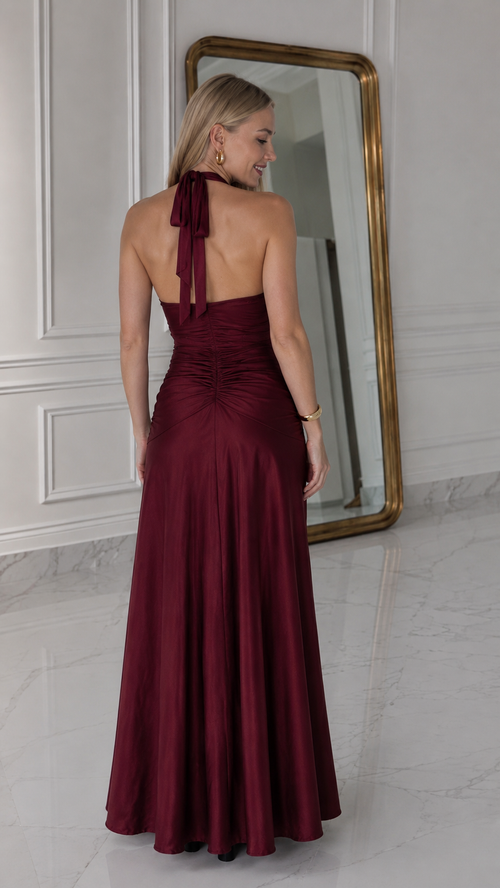 Eliana V Neck Backless Halter Dress