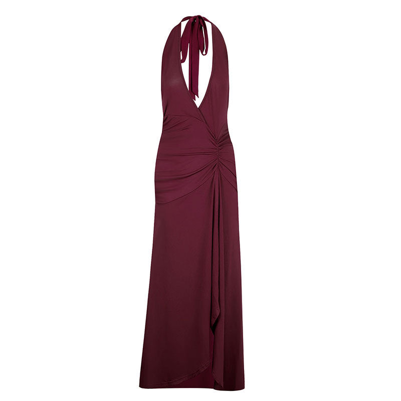 Eliana V Neck Backless Halter Dress
