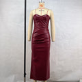 Valentina Leather Strap Slit Dress