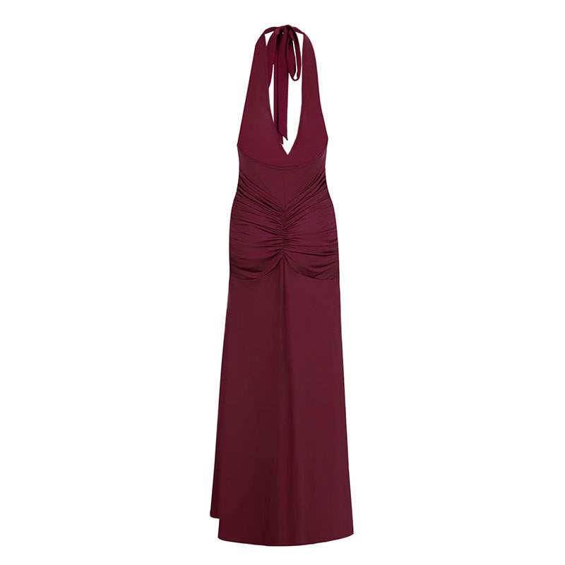 Eliana V Neck Backless Halter Dress