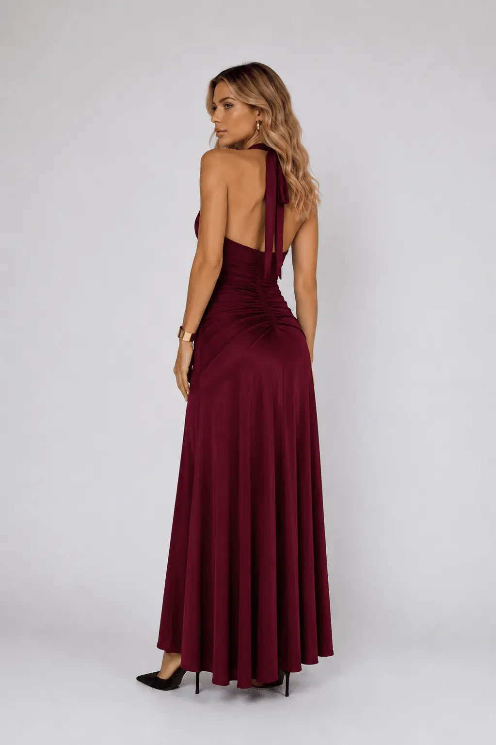 Eliana Ruched Halter Dress - Elegant Way